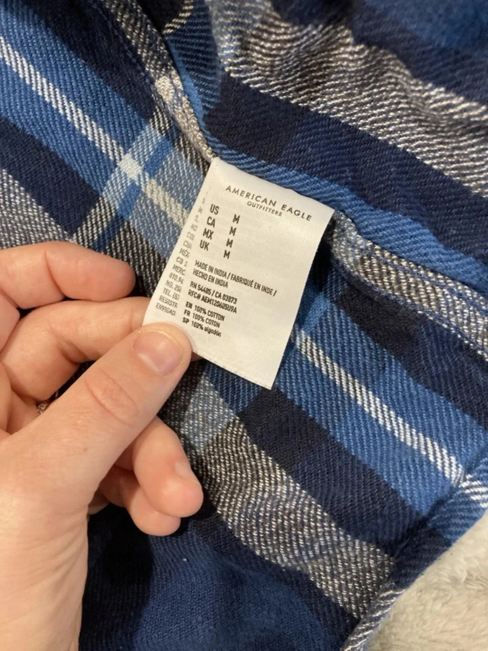 American Eagle Outfitters Blue Plaid Flannel Shirt